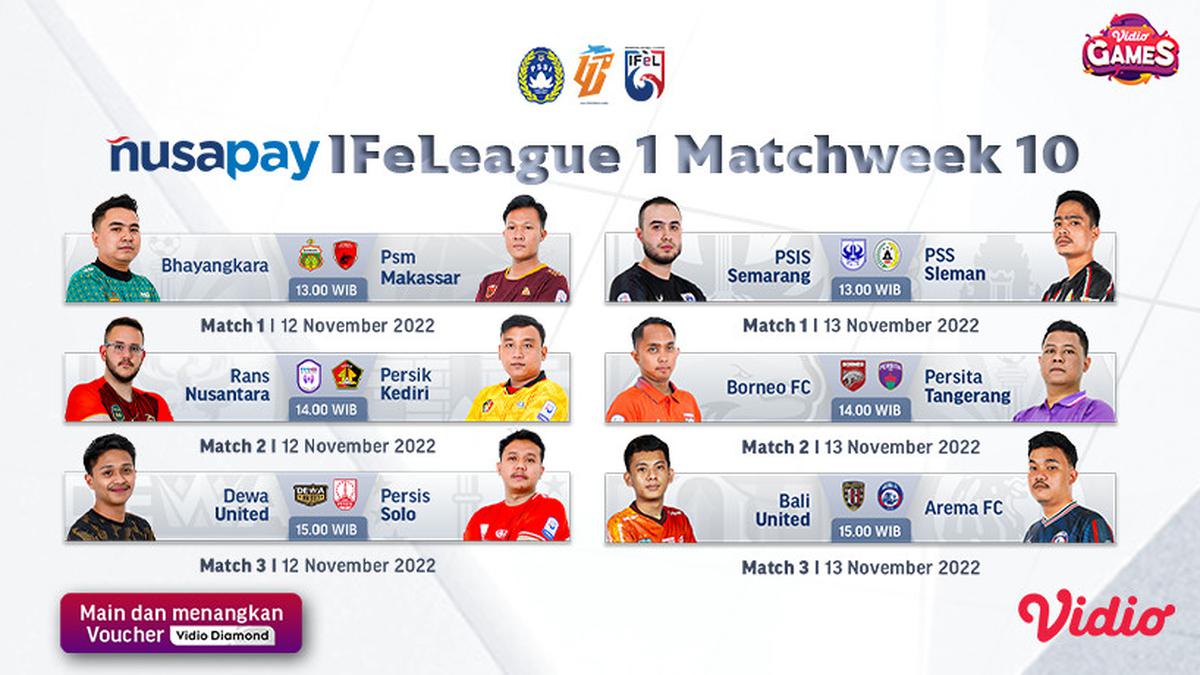 Nusapay Live Stream Link IFeLeague1 2022 Minggu 10 Video Langsung 12-13 Nov 2022
